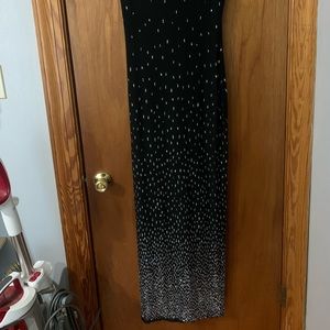 Beautiful silver and black evening gown.